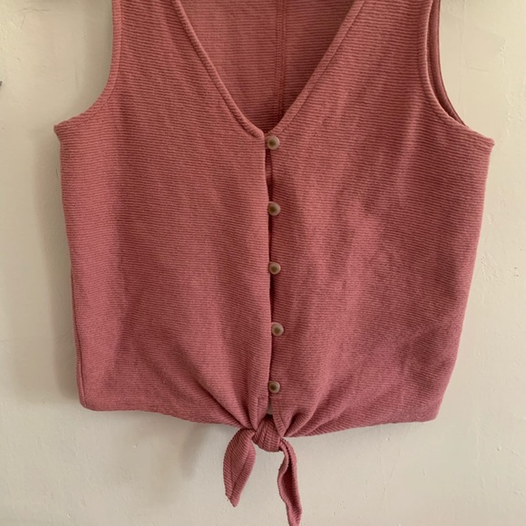 Madewell • button front tie tank top small mauve - Picture 3 of 6